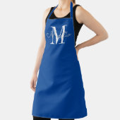 Modern Blue Monogram Persoonlijke naam Apron Schort (Insitu)