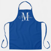 Modern Blue Monogram Persoonlijke naam Apron Schort (Voorkant)
