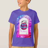 Modern Blue Moon Bat Spider Spooky Happy Halloween T-shirt (Voorkant)