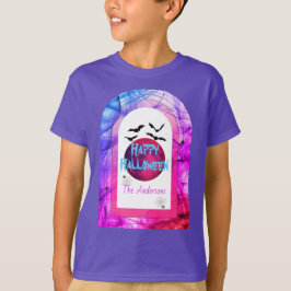 Modern Blue Moon Bat Spider Spooky Happy Halloween T-shirt