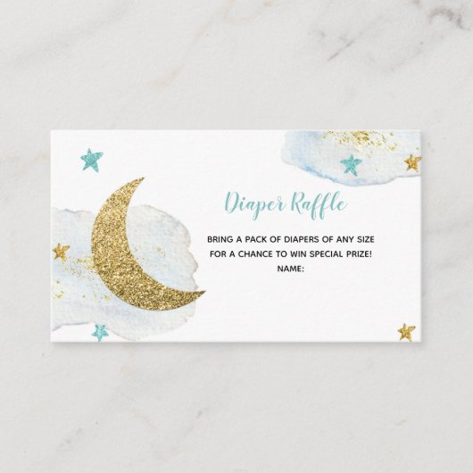 Modern Blue Moon Diaper Raffle Informatiekaartje (Voorkant)