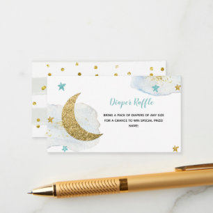 Modern Blue Moon Diaper Raffle Informatiekaartje