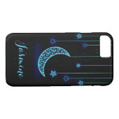 Modern Blue Moon en Stars Case-Mate iPhone Case (Achterkant (Horizontaal))
