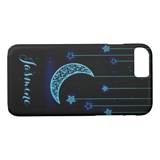 Modern Blue Moon en Stars Case-Mate iPhone Case (Achterkant (Horizontaal))