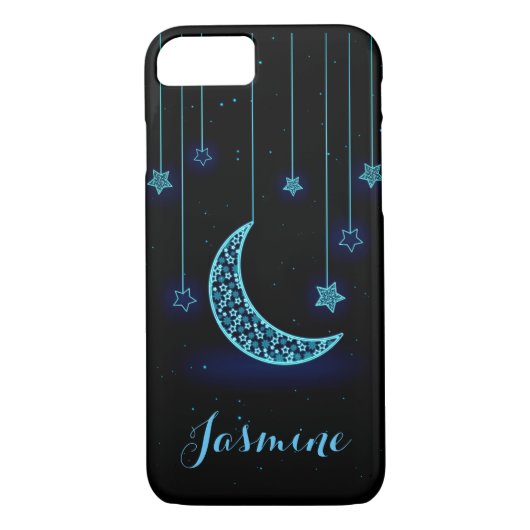 Modern Blue Moon en Stars Case-Mate iPhone Case (Achterkant)