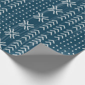 Modern Blue Mud Cloth African Pattern Cadeaupapier (Hoek)