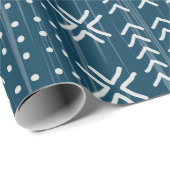 Modern Blue Mud Cloth African Pattern Cadeaupapier (Rol Hoek)