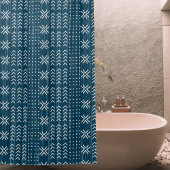 Modern Blue Mud Cloth African Pattern Douchegordijn