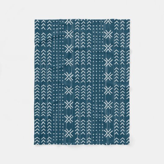 Modern Blue Mud Cloth African Pattern Fleece Deken (Voorkant)