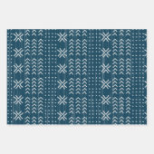 Modern Blue Mud Cloth African Pattern Inpakpapier Vel (Voorkant 3)