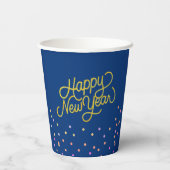 Modern Blue & Multicolor Dots Happy New Year Papieren Bekers (Achterkant)
