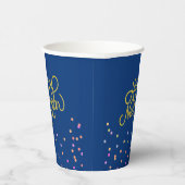 Modern Blue & Multicolor Dots Happy New Year Papieren Bekers (Rechts)