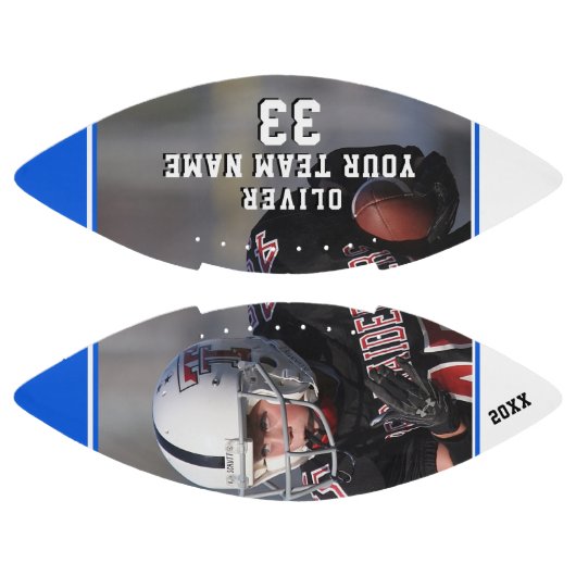 Modern Blue Name Number Team Full Photo Football (Panelen)