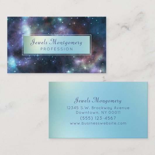 Modern Blue Navy Galaxy Star Space Visitekaartje (Voorkant / Achterkant)