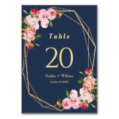 Modern Blue Navy Geometric Blush Pink Wedding Kaart (Achterkant)