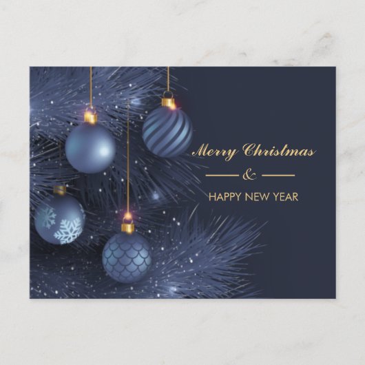 Modern Blue Navy Merry Happy Nieuwjaar Briefkaart (Voorkant)