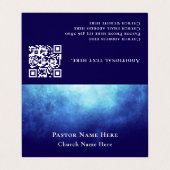 Modern Blue Nebula Custom Text QR Code Pastor Visitekaartje (Buitenkant ongevouwen)
