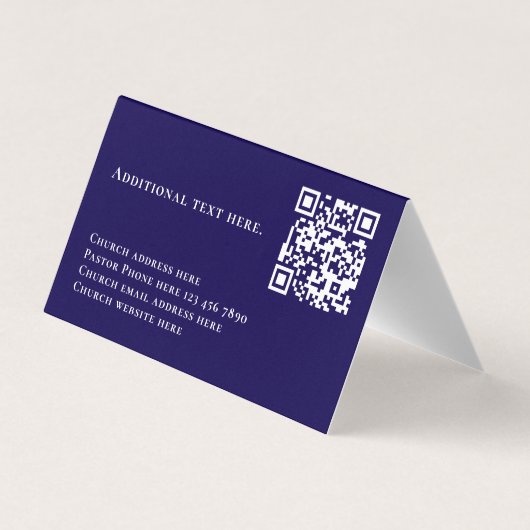 Modern Blue Nebula Custom Text QR Code Pastor Visitekaartje (Achterkant)