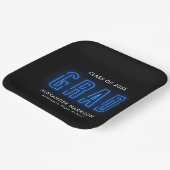 Modern Blue Neon Afstuderen Papieren Bordje (Gebogen)