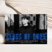 Modern Blue Neon Class of 2023 Photo Afstuderen Aankondiging