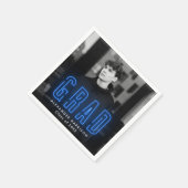 Modern Blue Neon Photo Afstuderen Servet (Hoek)