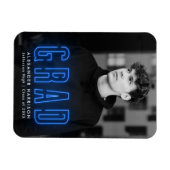 Modern Blue Neon Vertical Photo Afstuderen Magneet (Horizontaal)