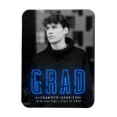 Modern Blue Neon Vertical Photo Afstuderen Magneet (Verticaal)