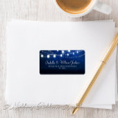 Modern Blue Night String Lights Wedding Address Etiket