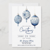 Modern Blue Nordic Style Ornamenten Kerstfeest Kaart (Voorkant)