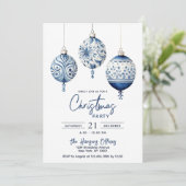 Modern Blue Nordic Style Ornamenten Kerstfeest Kaart (Staand voorkant)