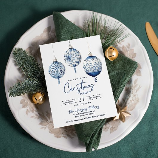 Modern Blue Nordic Style Ornamenten Kerstfeest Kaart