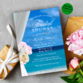 Modern Blue Ocean Beach Bridal Shower Kaart