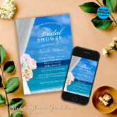 Modern Blue Ocean Beach Bridal Shower Kaart