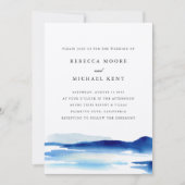 Modern Blue Ocean Watercolor Wedding Kaart (Voorkant)