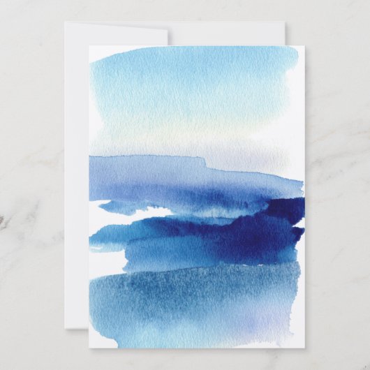 Modern Blue Ocean Watercolor Wedding Kaart (Achterkant)