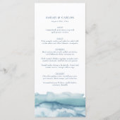 Modern Blue Ocean Waterverf Wedding Menu (Voorkant)