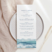 Modern Blue Ocean Waterverf Wedding Menu