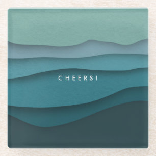 Modern Blue Ocean Waves Kustcadeau voor haar Glazen Onderzetter