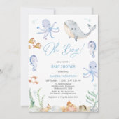 Modern Blue Oh Boy onder Zee Baby shower Kaart (Voorkant)