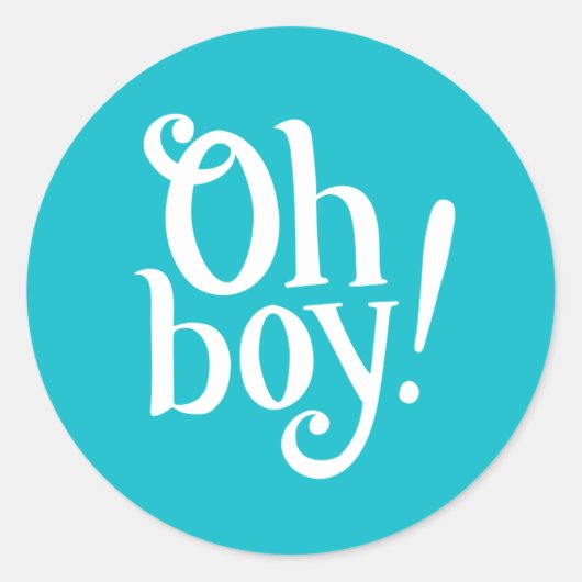Modern Blue Oh Boy! Ronde Sticker (Voorkant)
