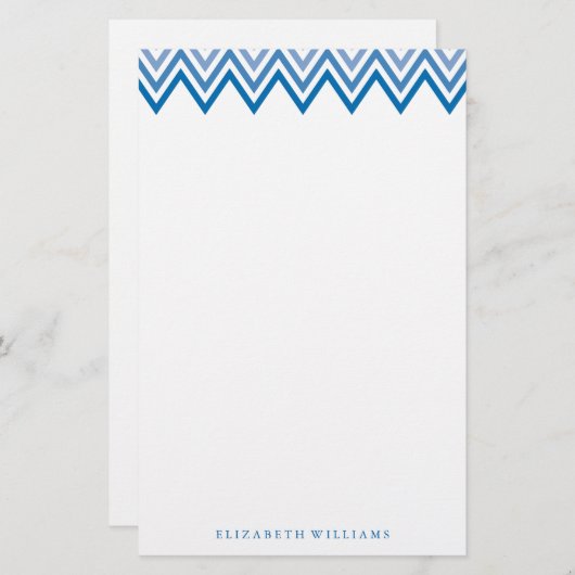 Modern Blue Ombre Chevrons Briefpapier (Voorkant / Achterkant)