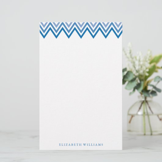 Modern Blue Ombre Chevrons Briefpapier (Staand voorkant)