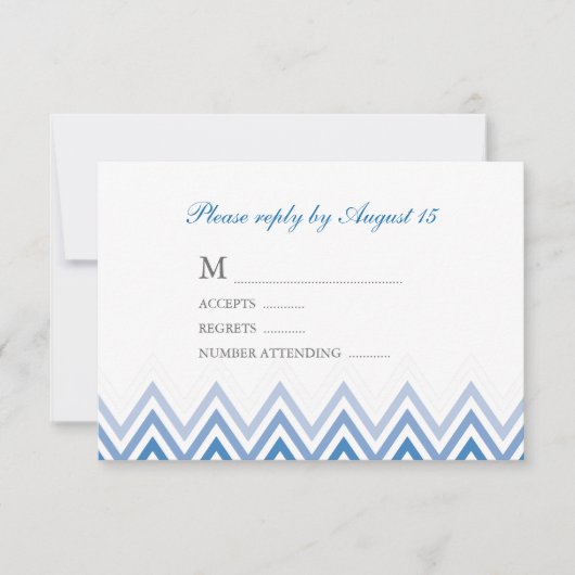 Modern Blue Ombre Chevrons Reactie Kaarten RSVP Kaartje (Voorkant)