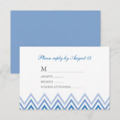 Modern Blue Ombre Chevrons Reactie Kaarten RSVP Kaartje (Voorkant / Achterkant)