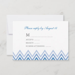 Modern Blue Ombre Chevrons Reactie Kaarten RSVP Kaartje