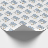 Modern Blue One Silly Goose First Birthday Cadeaupapier (Hoek)