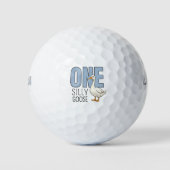Modern Blue One Silly Goose First Birthday Golfballen (Voorkant)