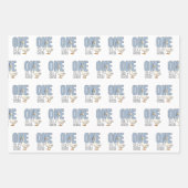 Modern Blue One Silly Goose First Birthday Inpakpapier Vel (Voorkant)