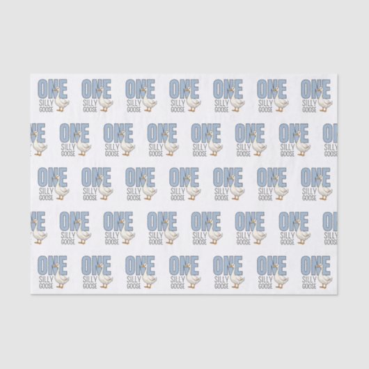 Modern Blue One Silly Goose First Birthday Tissuepapier (Voorkant)