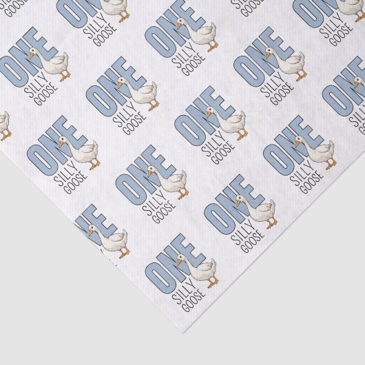 Modern Blue One Silly Goose First Birthday Tissuepapier (Detail)